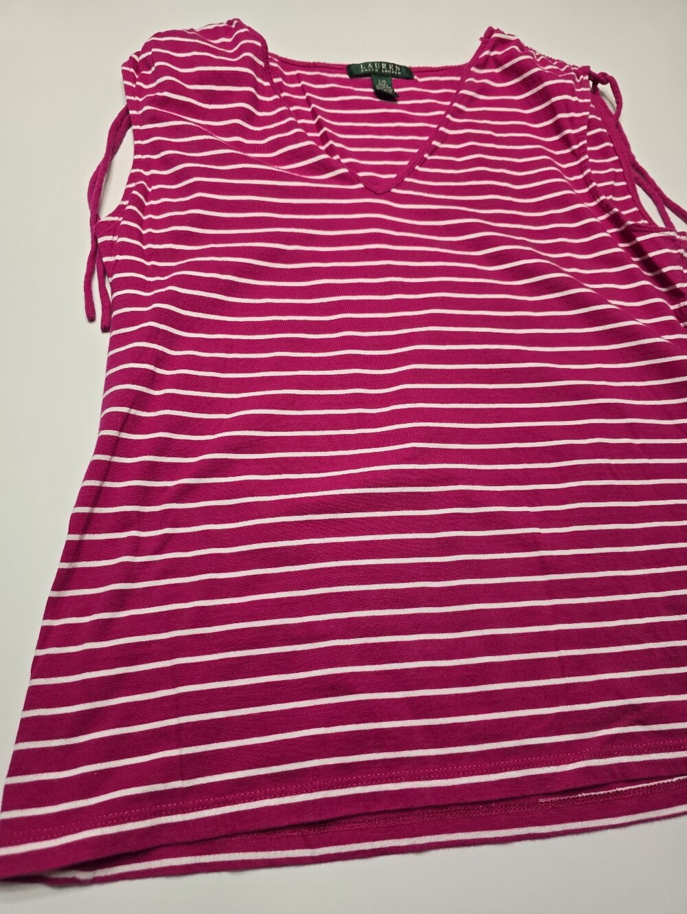 Lauren Ralph Lauren Bundle Of 2 Pink and Purple Striped V-Neck Tank Tops - Picture 4 of 10